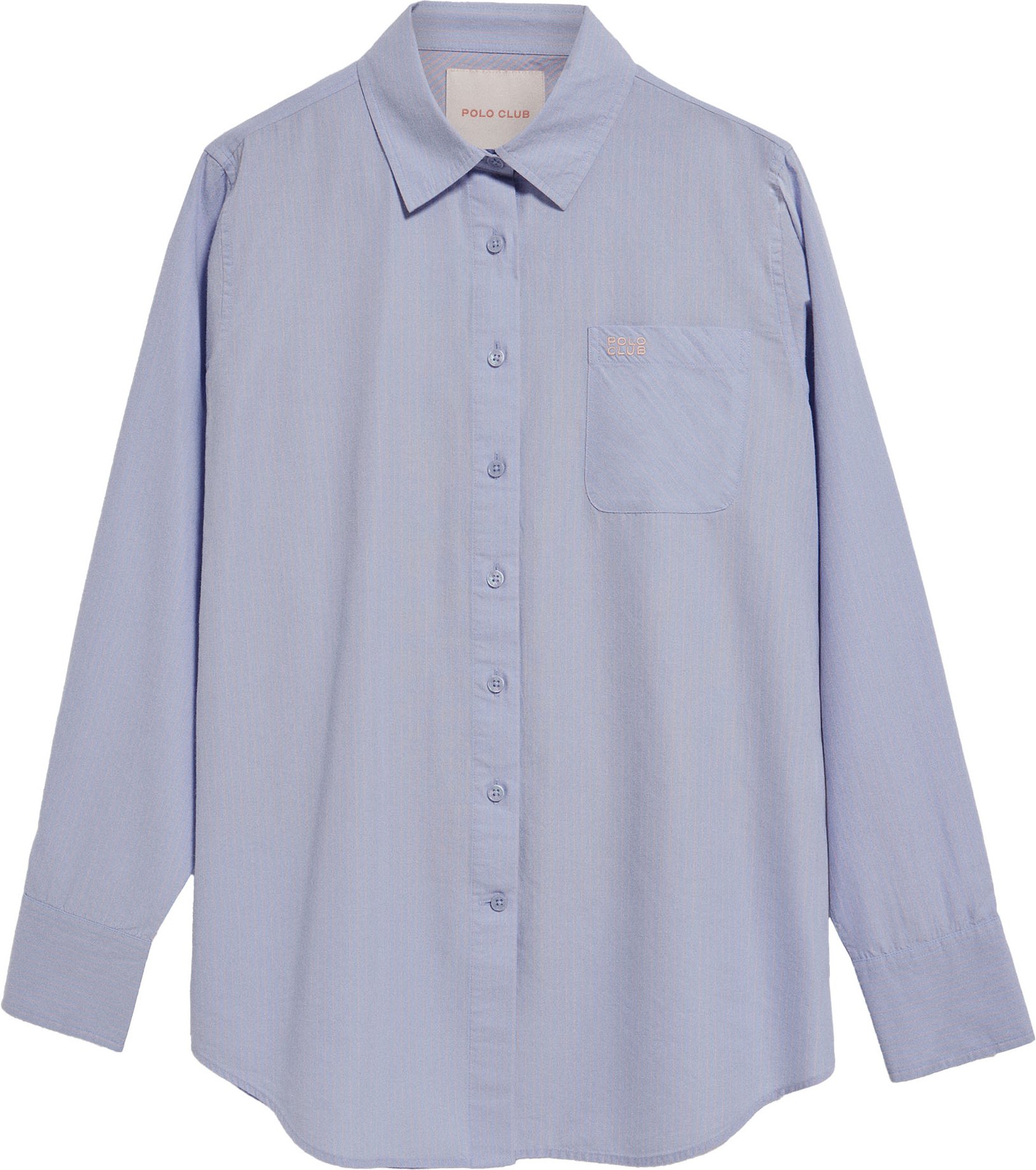 Hemd Samanta aus Baumwolle hellblau gestreift mit Logo-Stickerei