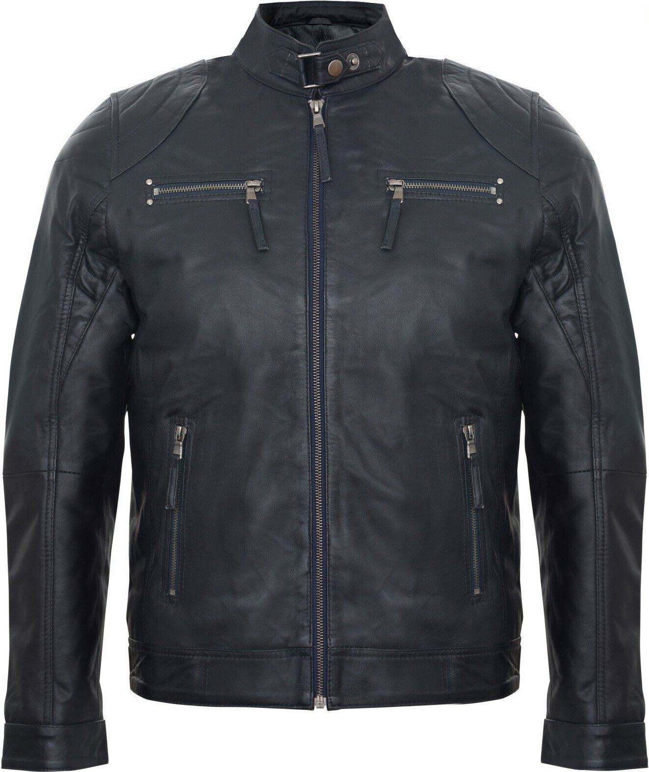 Biker-Rennjacke aus Leder mit Reißverschluss