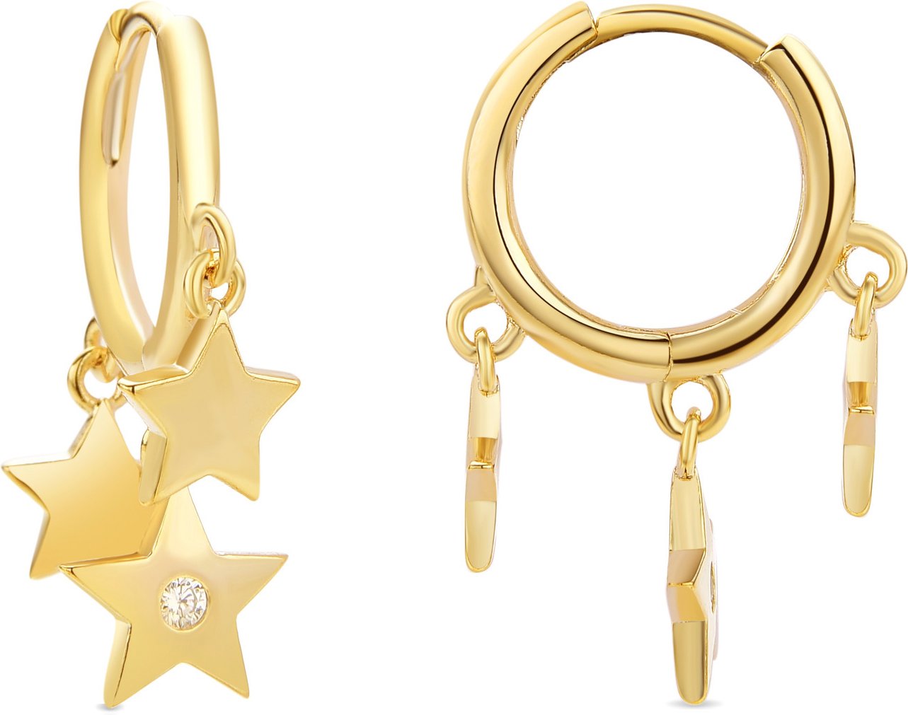 Luxenter 18K Gelbgold plattierte Brillant Zirkonia Ohrringe - Star