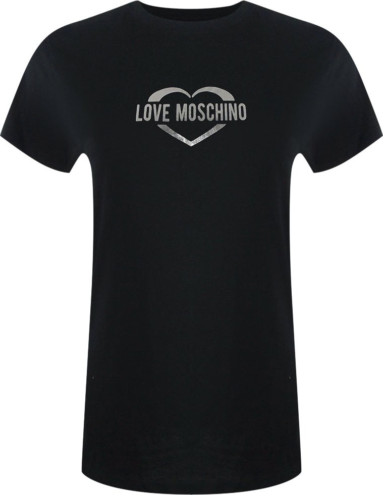 Moschino T-shirt Mit Glänzendem Herzlogo, Schwarz