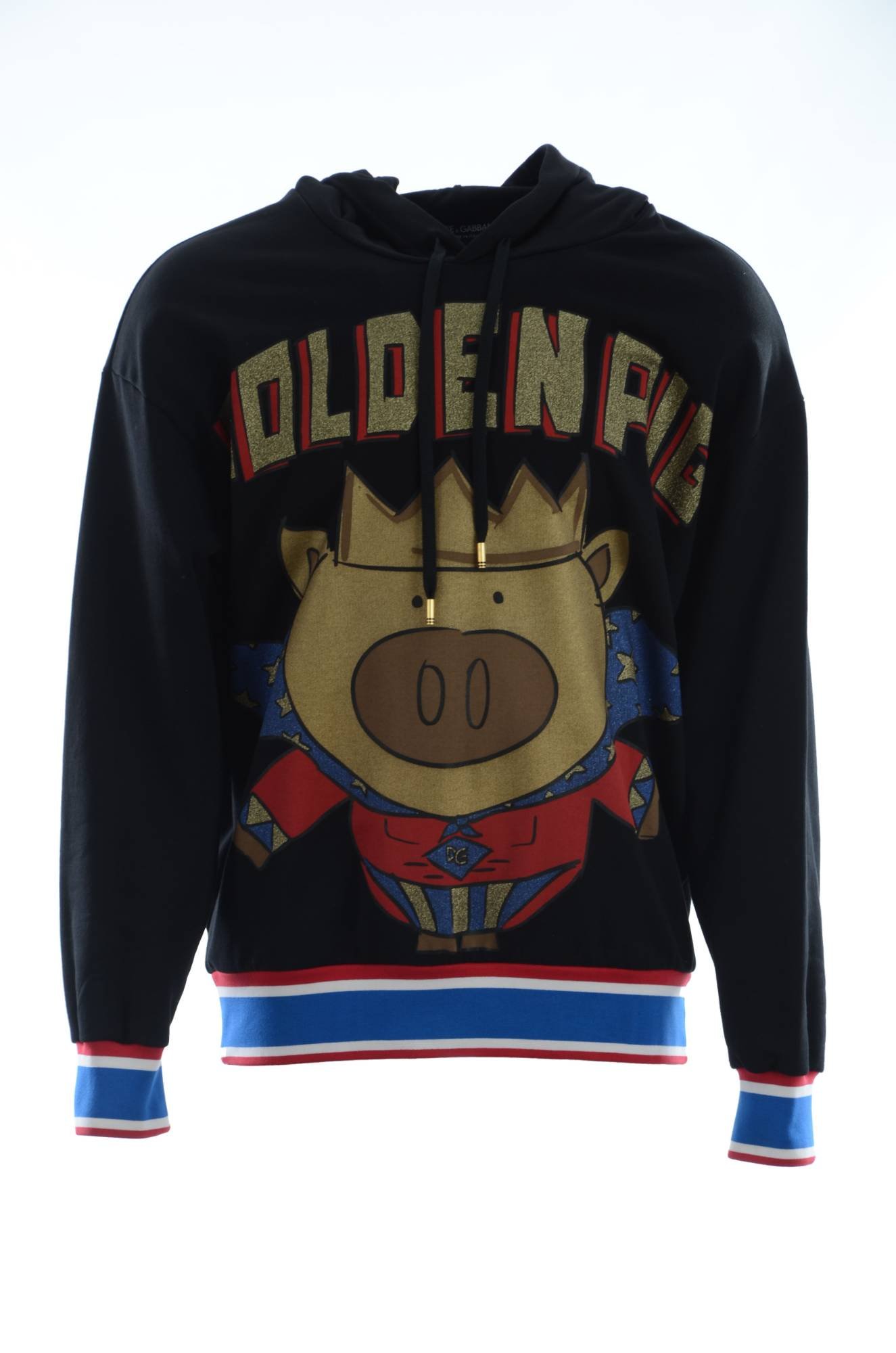 Dolce & Gabbana Men's Black Sweater Pig of the Year Hooded (Kapuzenpullover)