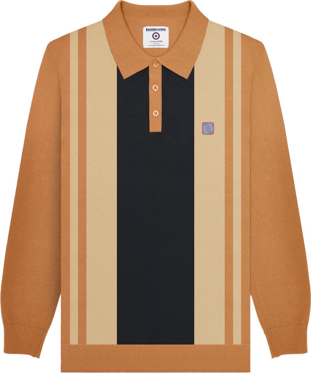 Lambretta - "AW24" Poloshirt Verkleidet für Herren Langärmlig (Tabak)