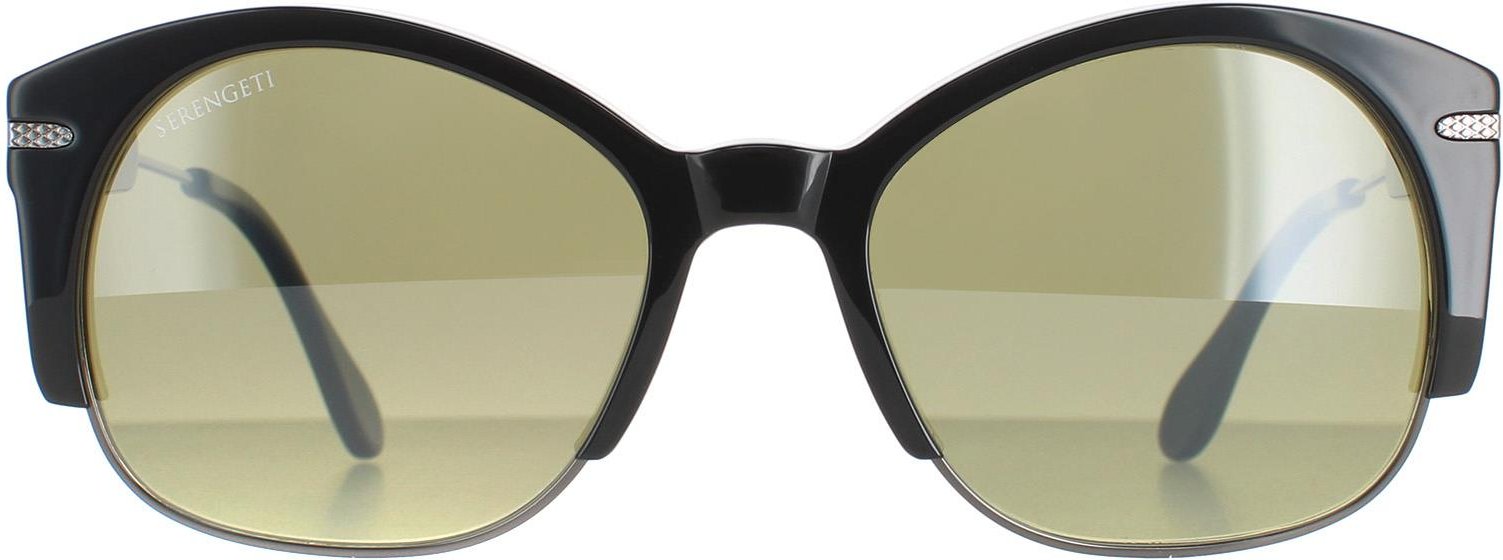 Serengeti Semi Rimless Womens Shiny Gunmetal Schwarz Polarisiert Grün 555nm Vinita