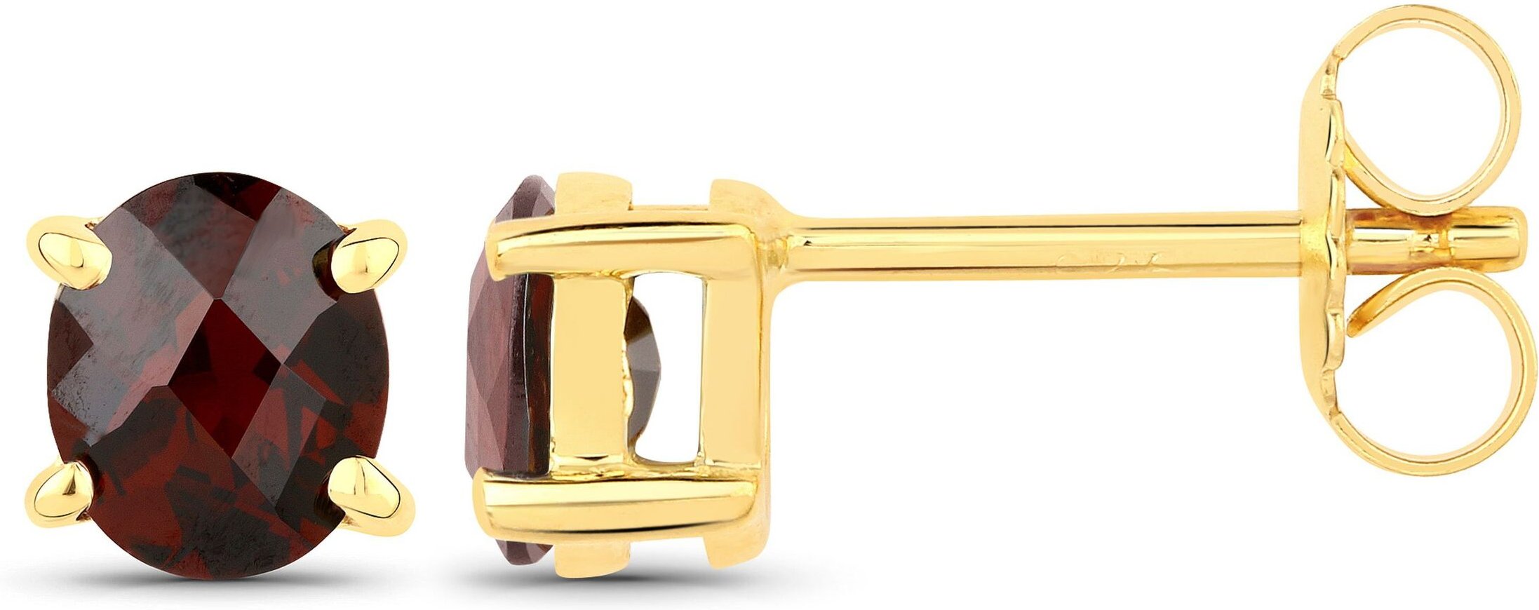 Vira Jewels Ohrstecker 925-Sterling Silber vergoldet Glänzend Granat oval rot