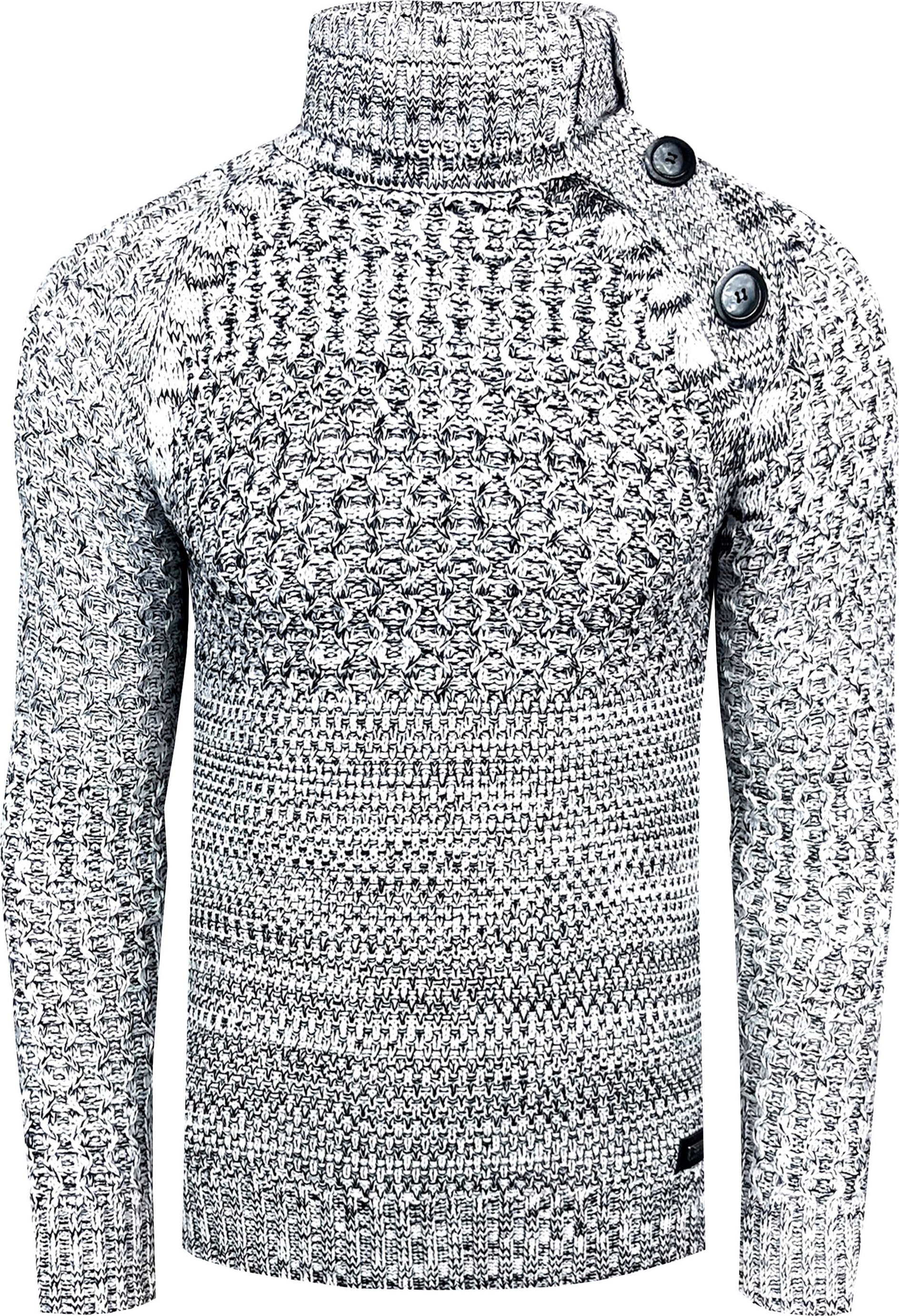 Side Button-Placket Grobstrick Rollkragen-Pullover