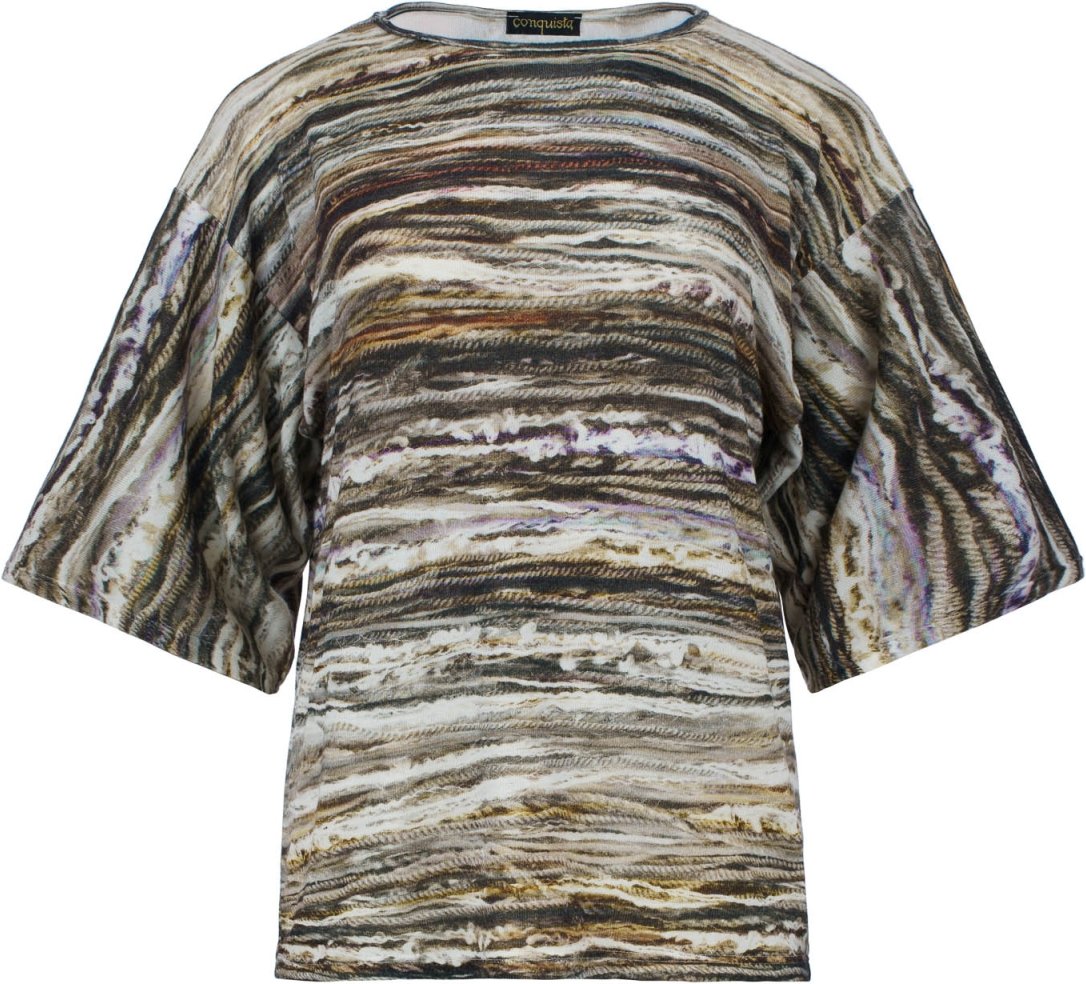 Strukturiertes, bedrucktes Oversize-T-Shirt mit Strickeffekt