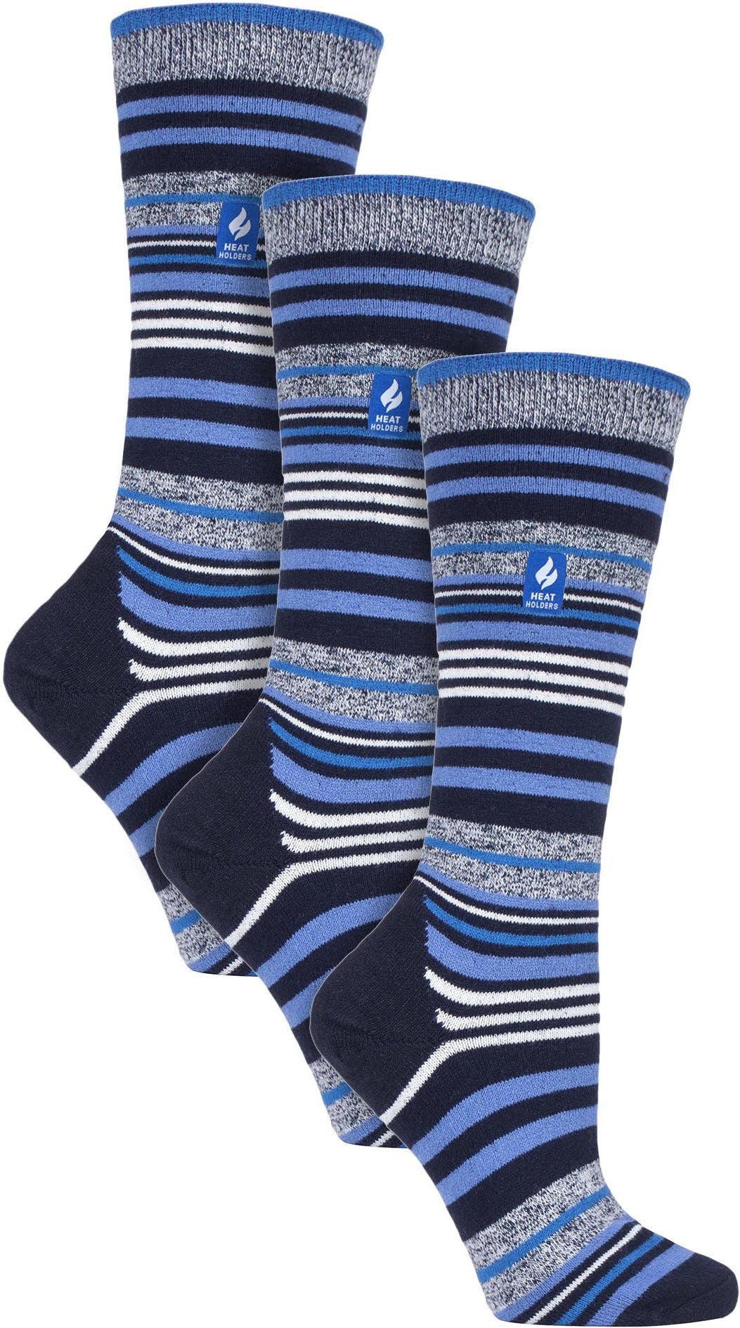 3 Paar Multipack Ultra Lite Damen Skisocken | Wärmehalter | Damen Funky Patterned Striped Knee High Socks - Dark Blue St...