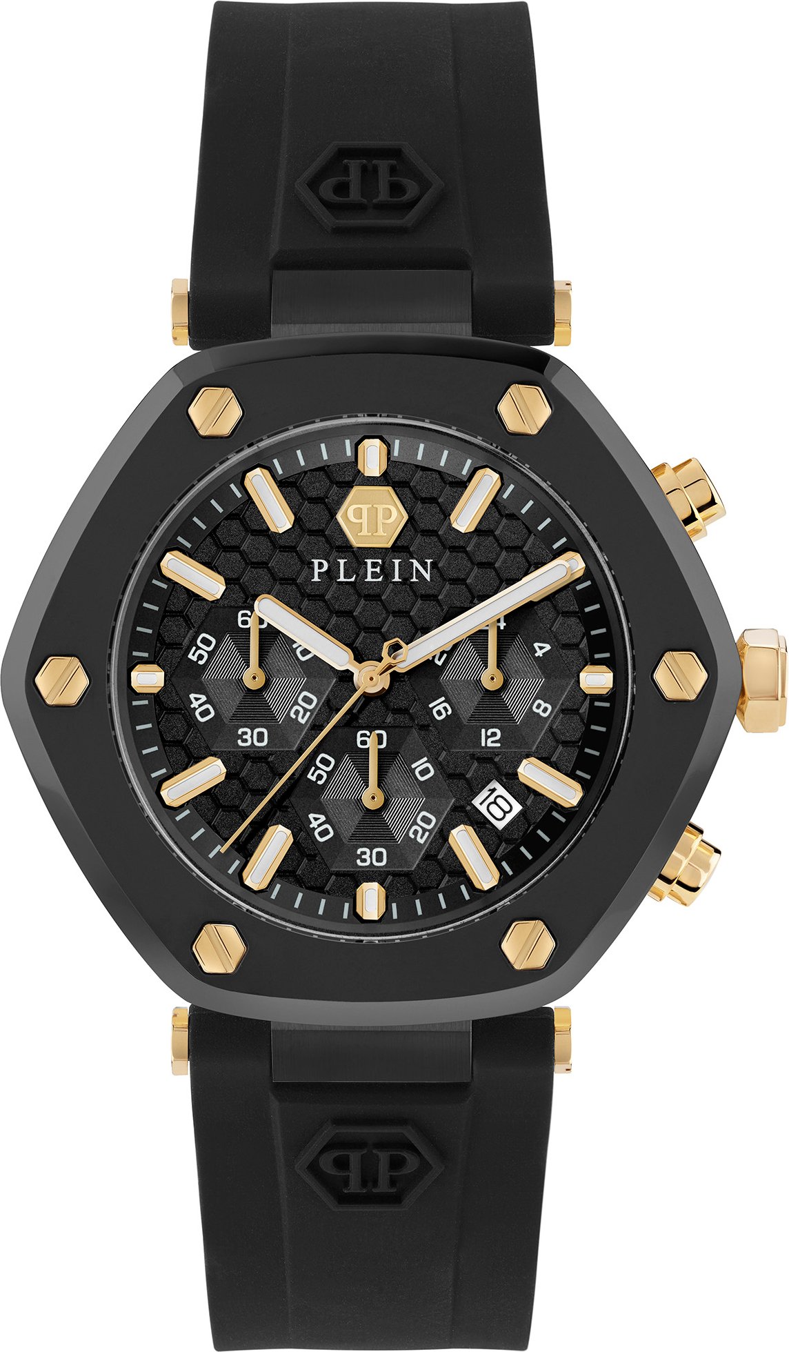 Philipp Plein Das Sechseck Chrono Herren Schwarz Uhr PWZBA0223