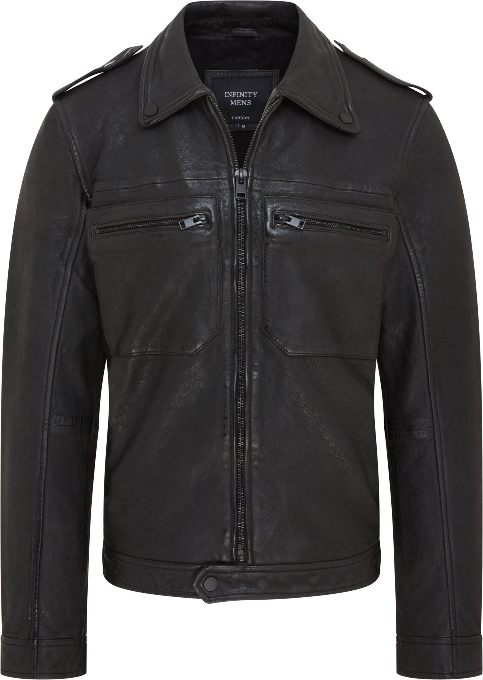 Klassische Herren-Hemdjacke aus schwarzem Leder – Harstad