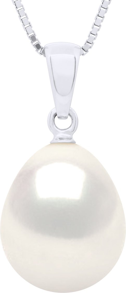 Massiver Perlenanhänger aus Weißgold 750 und echter Süßwasser-Zuchtperle Birne 10-11 mm
