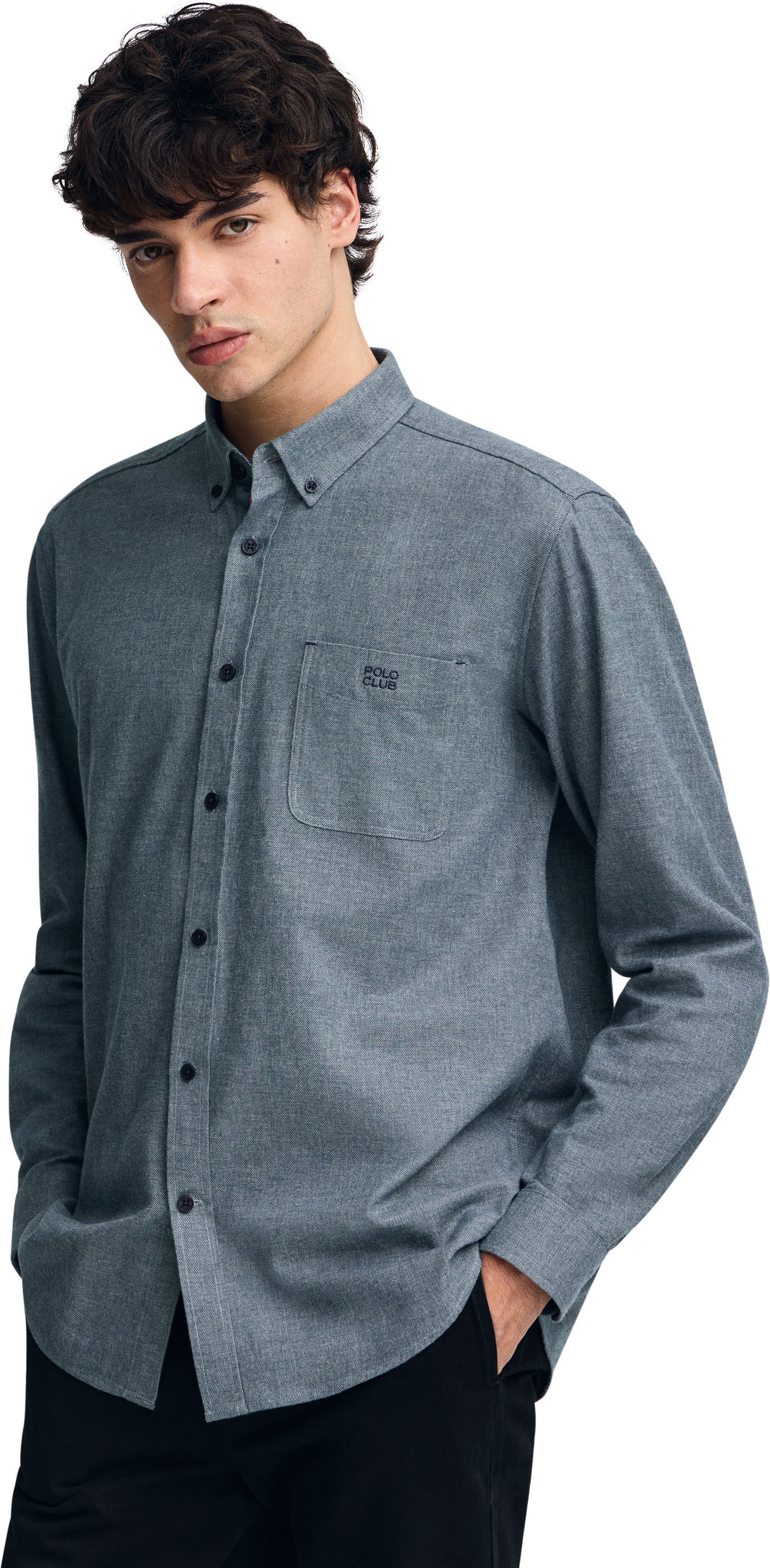 Hemd denimblau im Regular Fit mit Polo Club-Logo