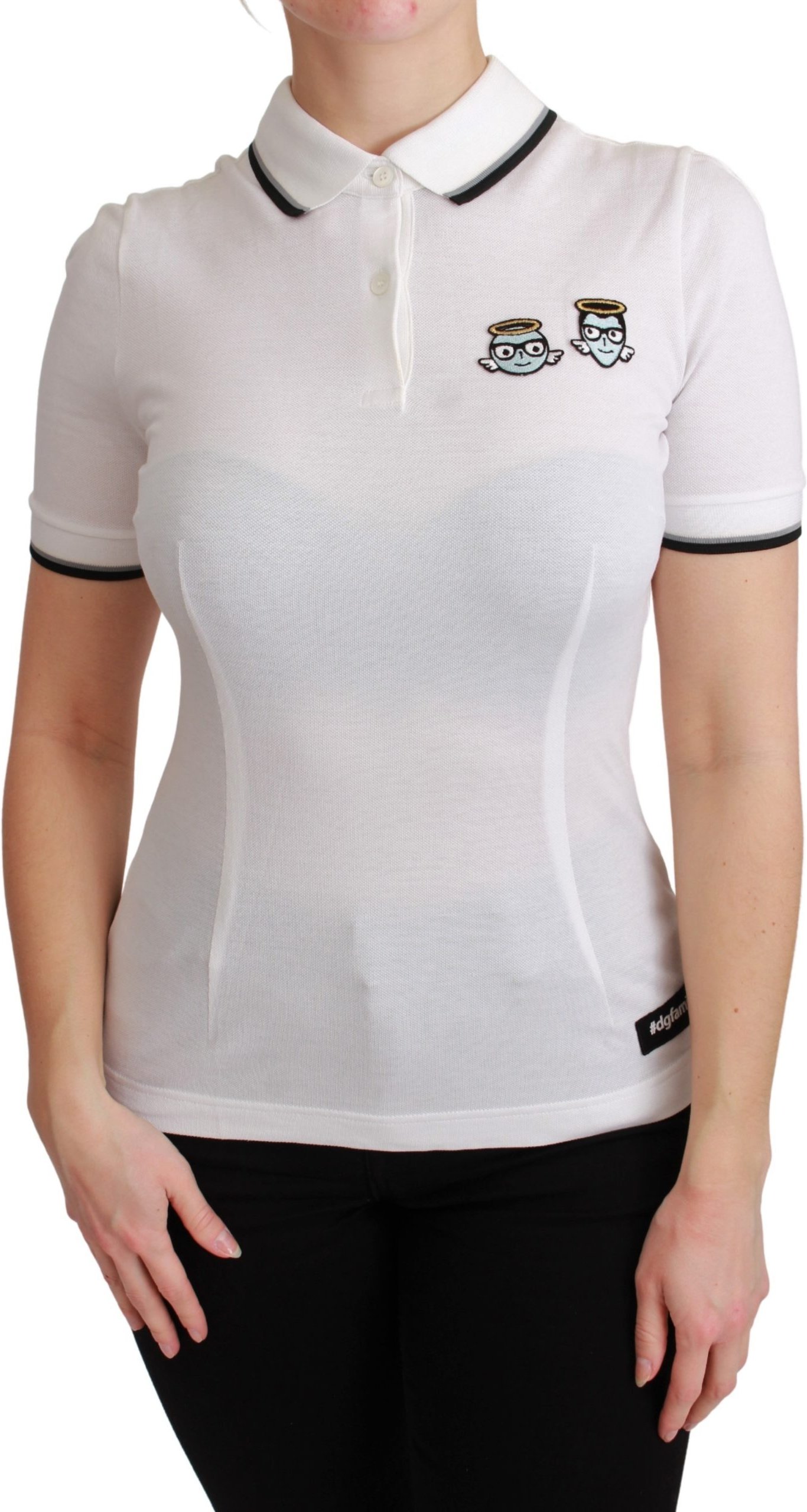 Dolce & Gabbana Weißes Baumwoll-Polo #dgfamily T-Shirt