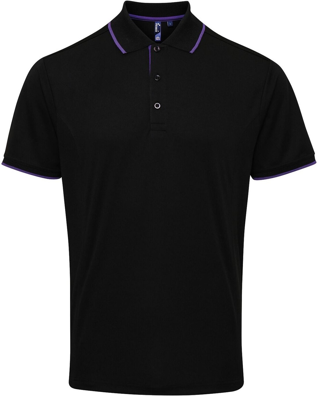 Premier Mens Contrast Coolchecker Poloshirt (Schwarz/Violett)