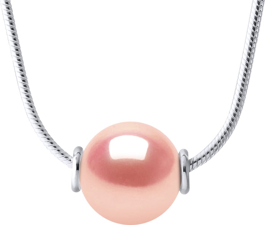 Süßwasserperlenkette 10-11mm rund Rose Mesh Serpentine 925