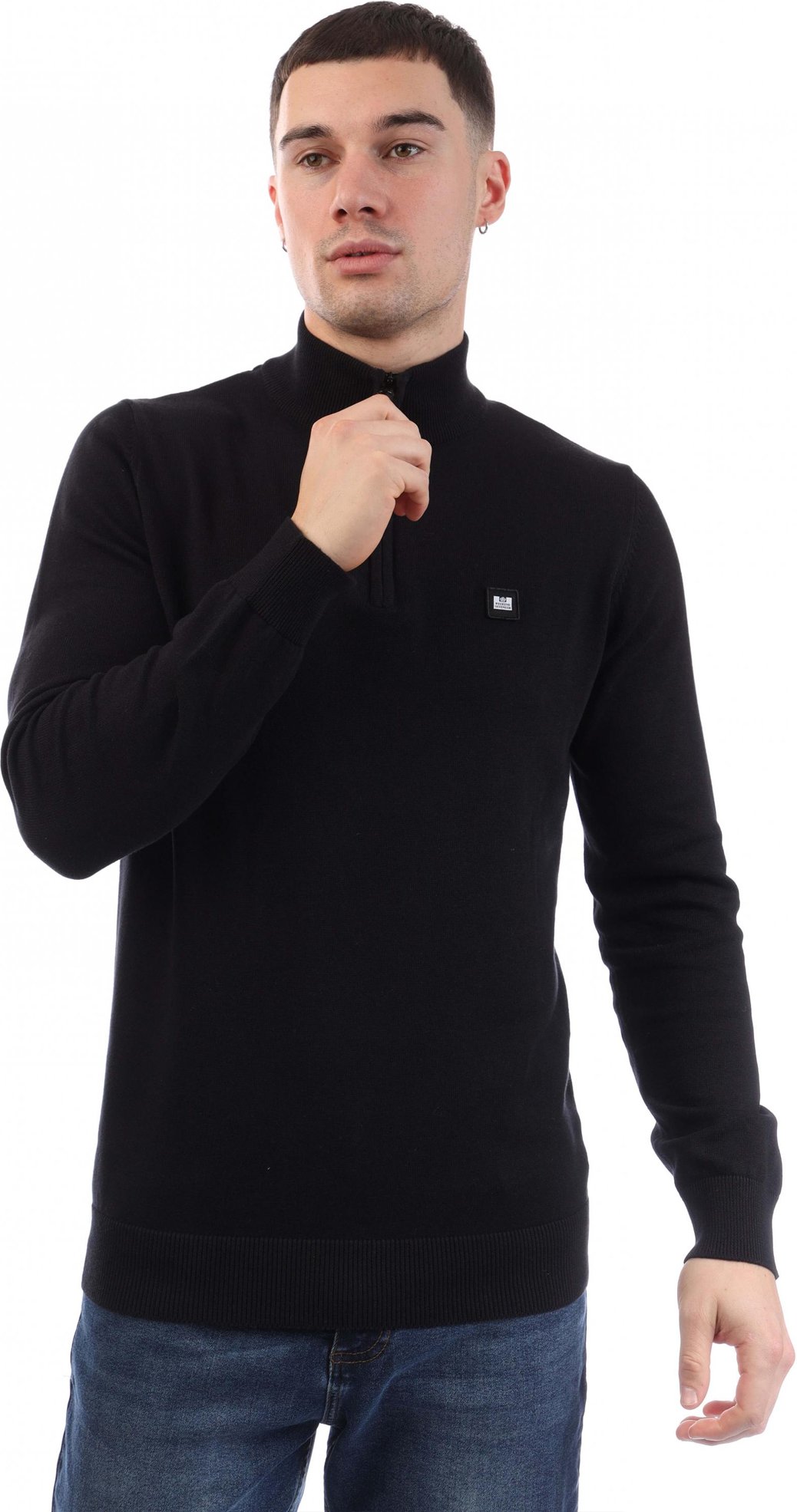 Weekend Offender - "Paraguay" Sweatshirt für Herren, mit kurzem Reißverschluss, Jerseyware (Schwarz)