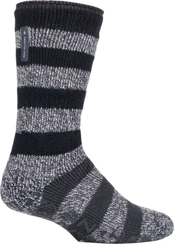 HEAT HOLDERS - Herren gestreifte Fleece gefütterte Anti-Rutsch dicke Slipper Socken