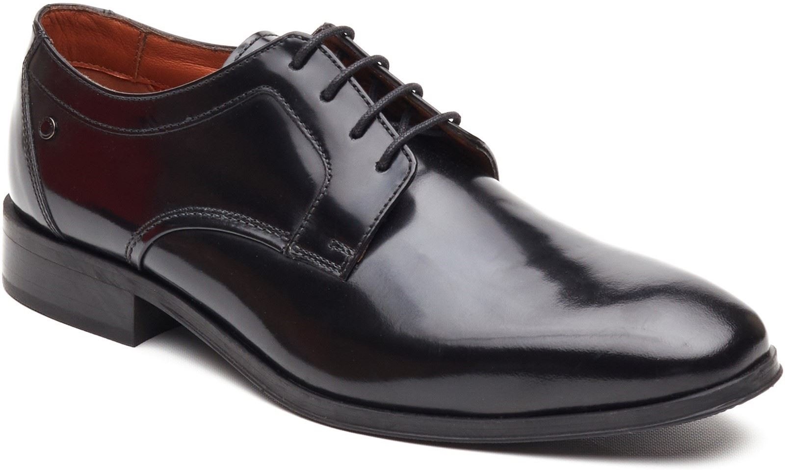 Base London Dome Schnürschuhe aus Leder für Herren in Hochglanz Schwarz