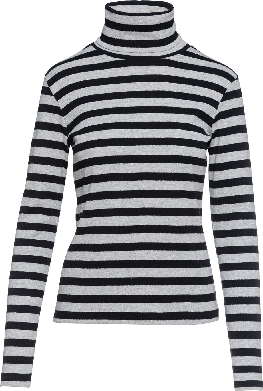 Gestreifter Pullover mit schwarzem und grauem Polokragen