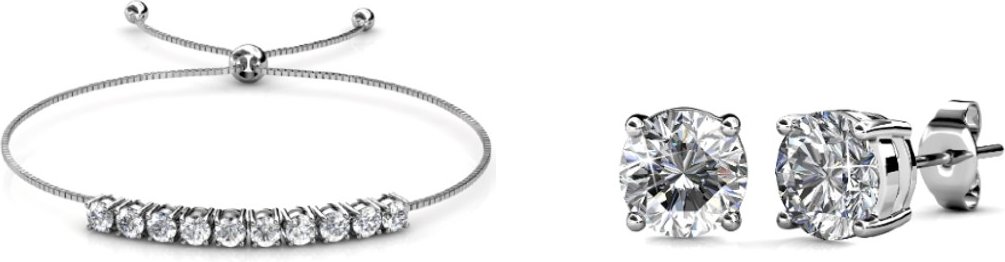 Mary Crystal Mia Sets - Silber und Kristall