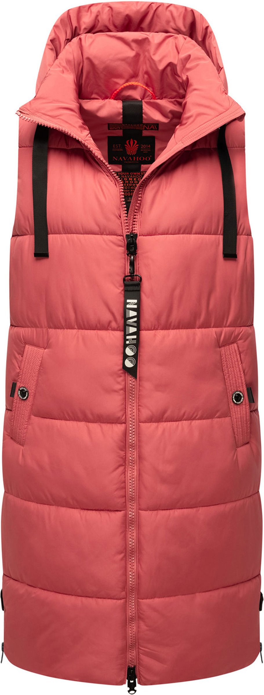 Navahoo Damen Steppweste Schnuffelchen – Lang & Stylisch mit Kapuze