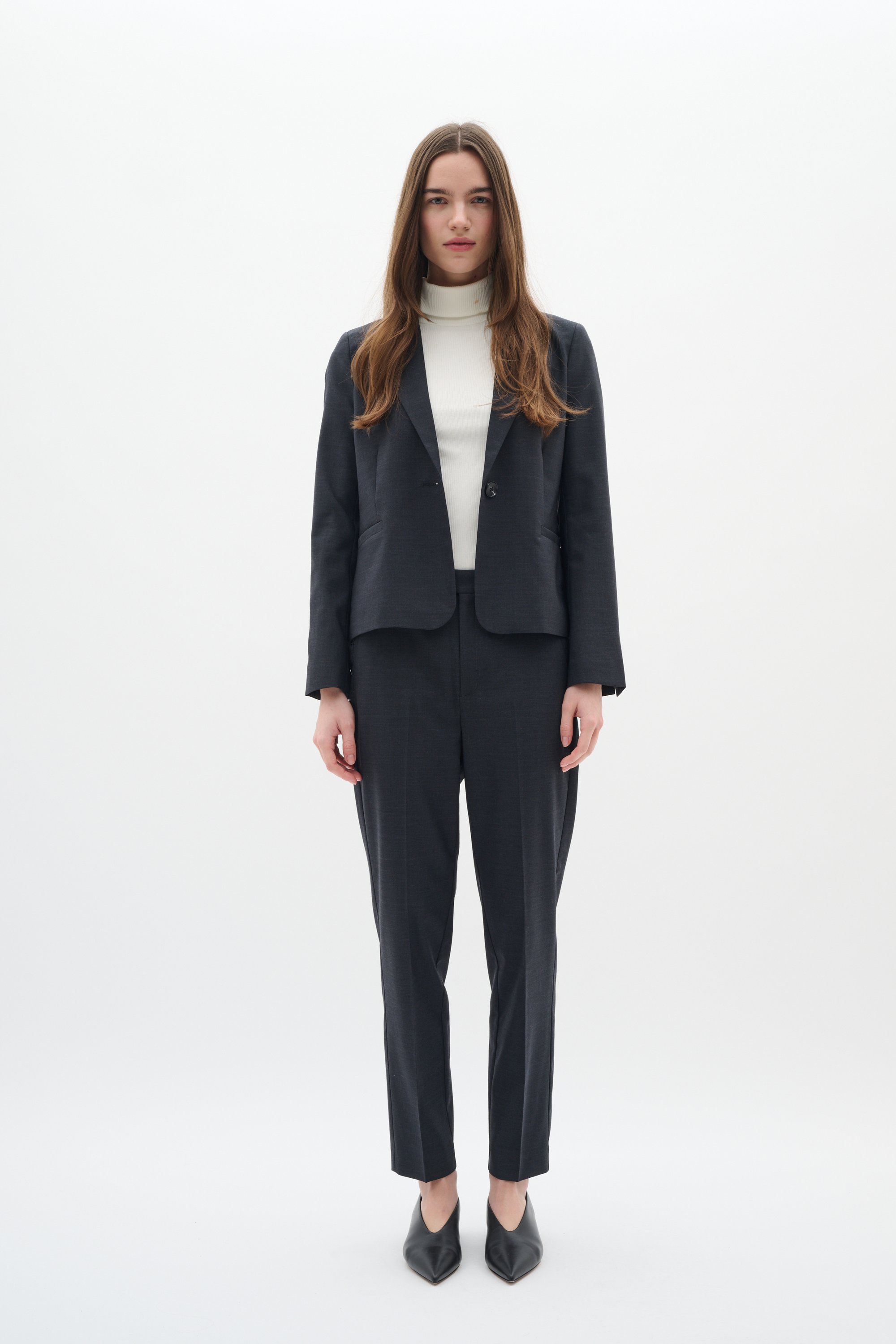 Casual Hose Gerade Passform Dark Grey Melange