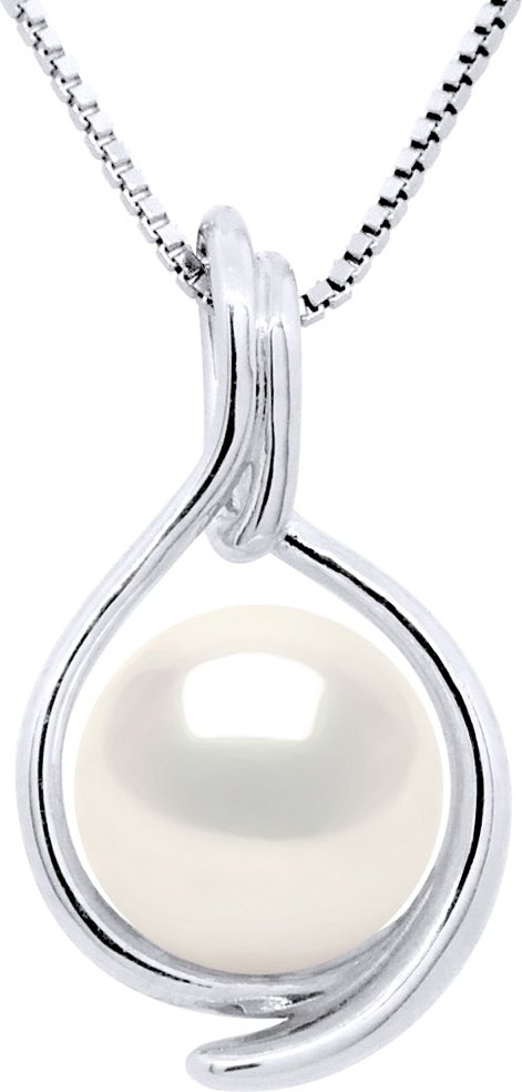 Anhänger BEIDSEITIG Weißgold - Echte Süßwasser-Zuchtperle rund 8-9 mm