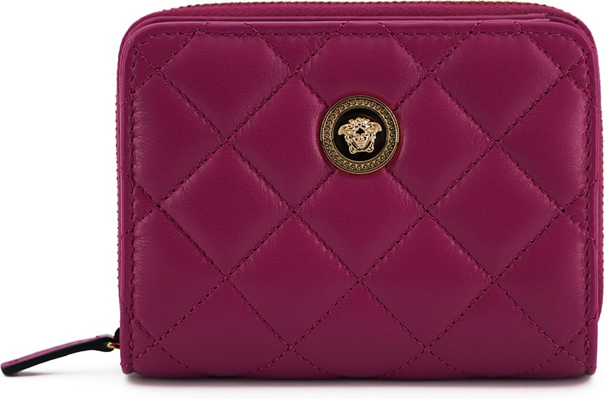 Lila Nappa-Leder Bifold Reißverschluss-Geldbörse