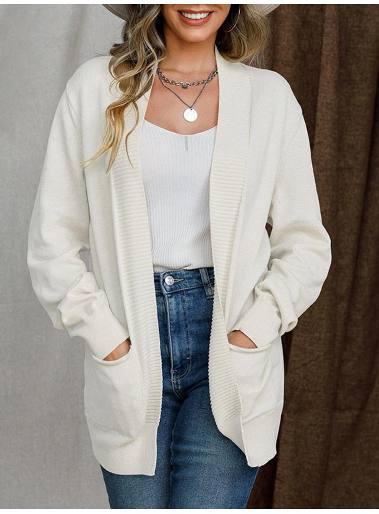 Thumbnail - Damen Offene Vorderseite Langarm Pullover Cardigan