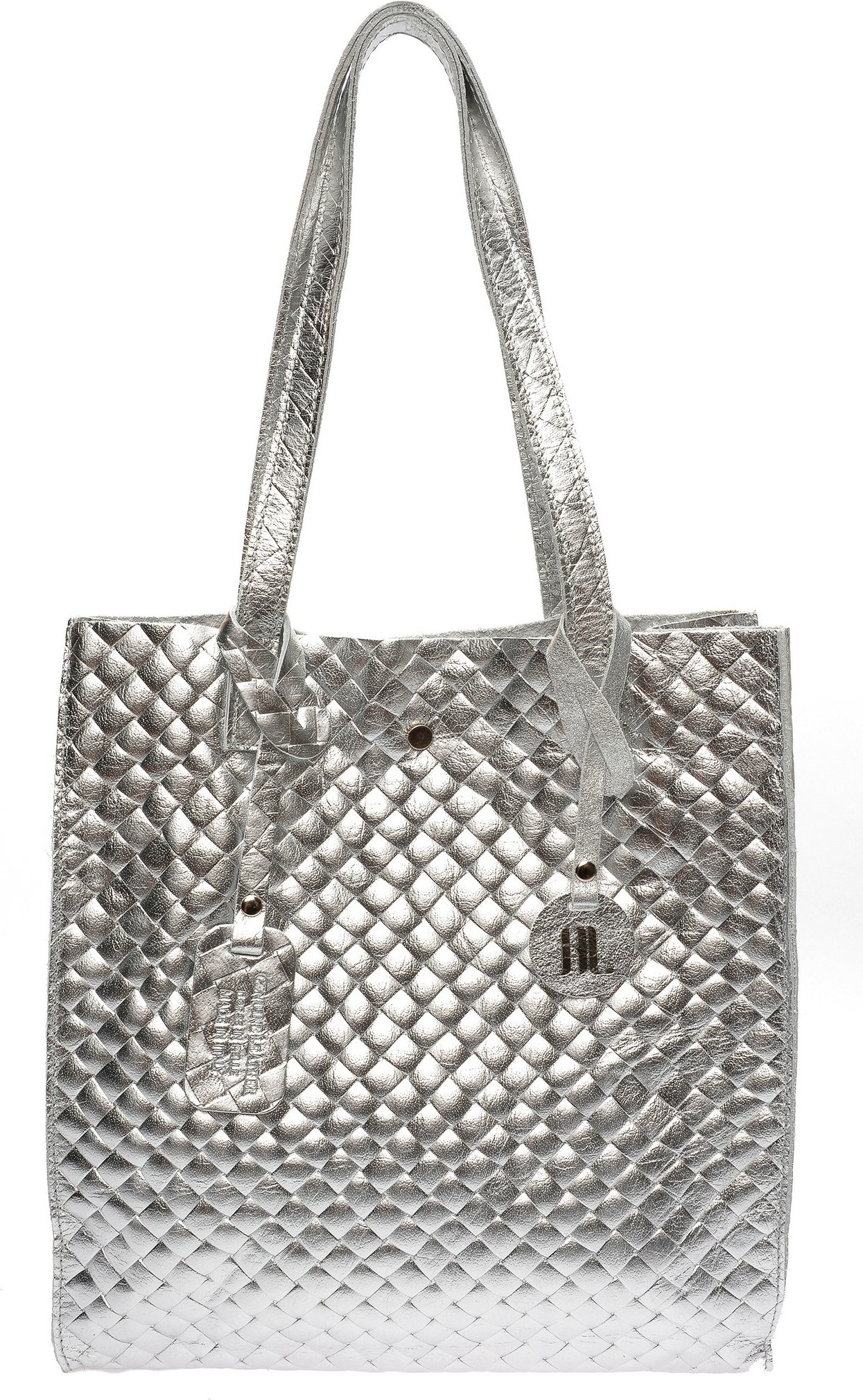 Anna Luchini Silberne Lederhandtasche