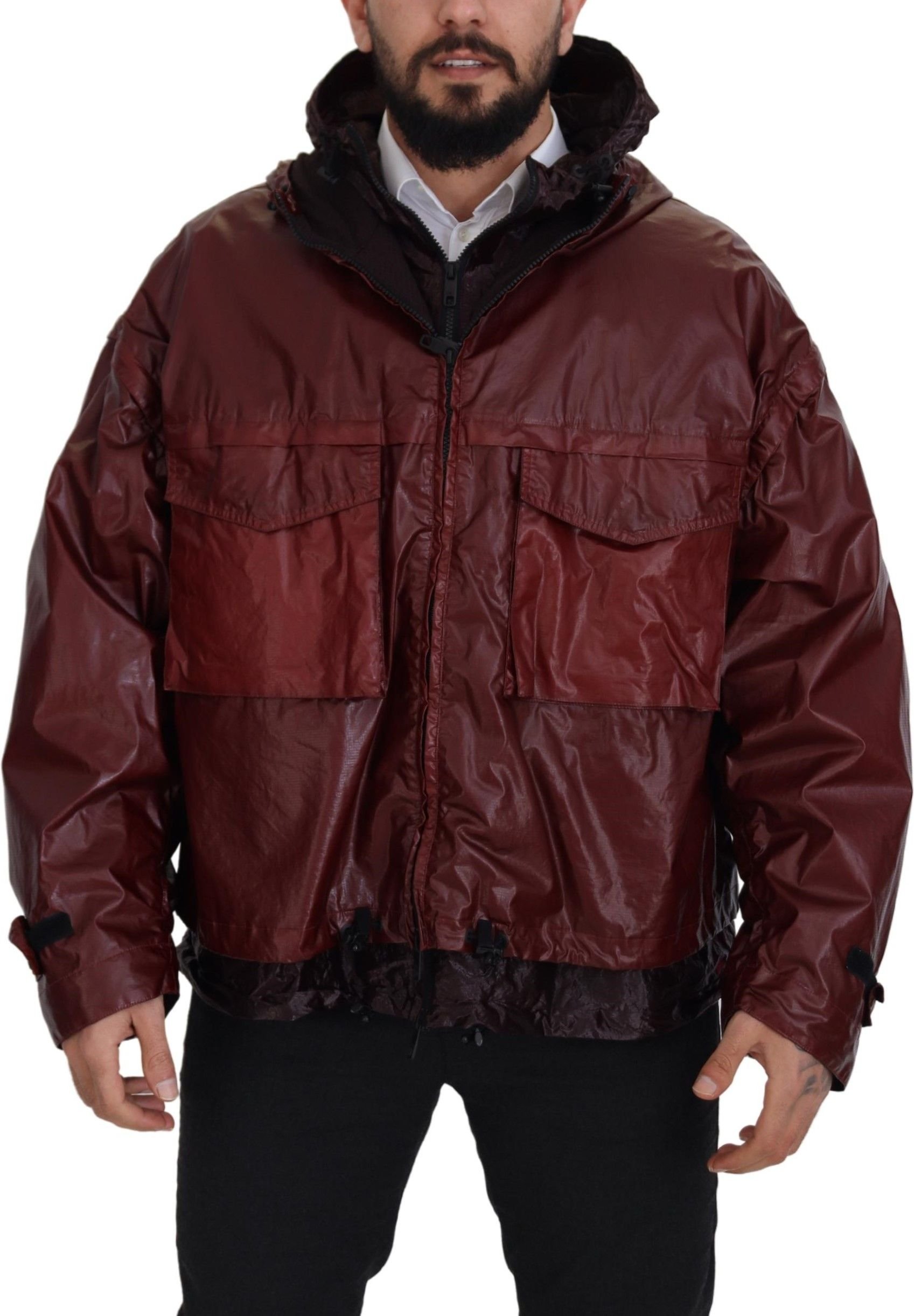 Dolce & Gabbana Bordeaux Baumwoll-Hoodie mit durchgehendem Reißverschluss für Herren