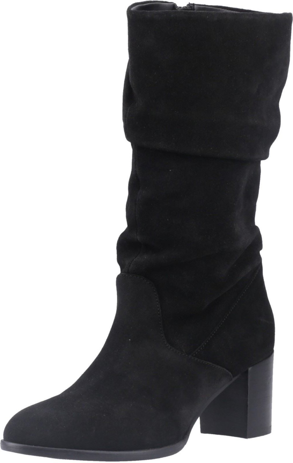 Hush Puppies Cosima Wildleder Damen Schwarze Wildleder Kniehohe Stiefel mit Absatz