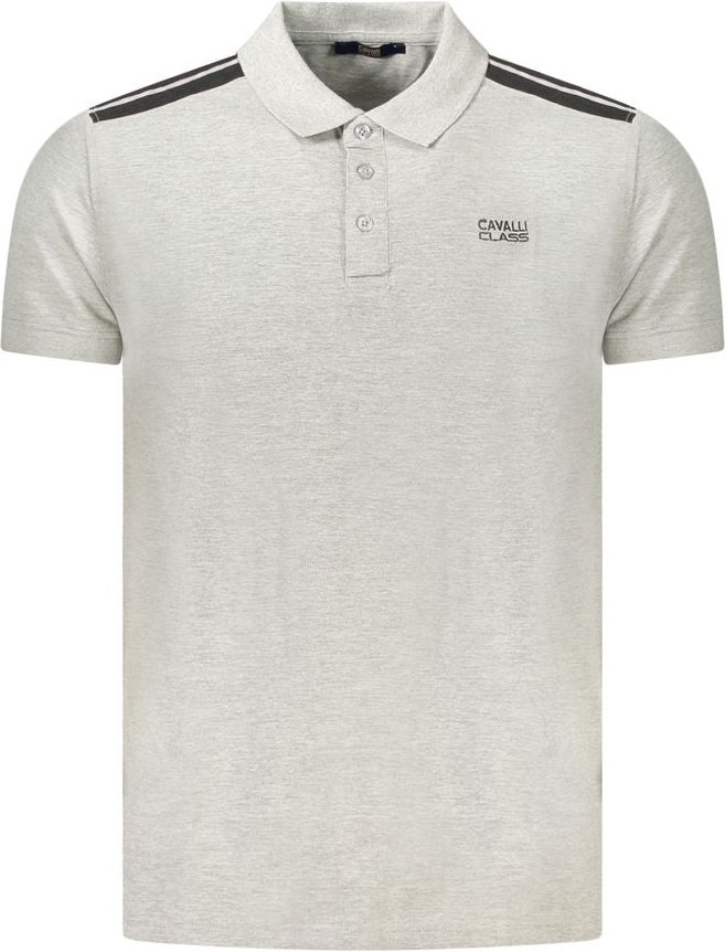 Thumbnail - Cavalli Class Graues Baumwoll-Herren-Polohemd