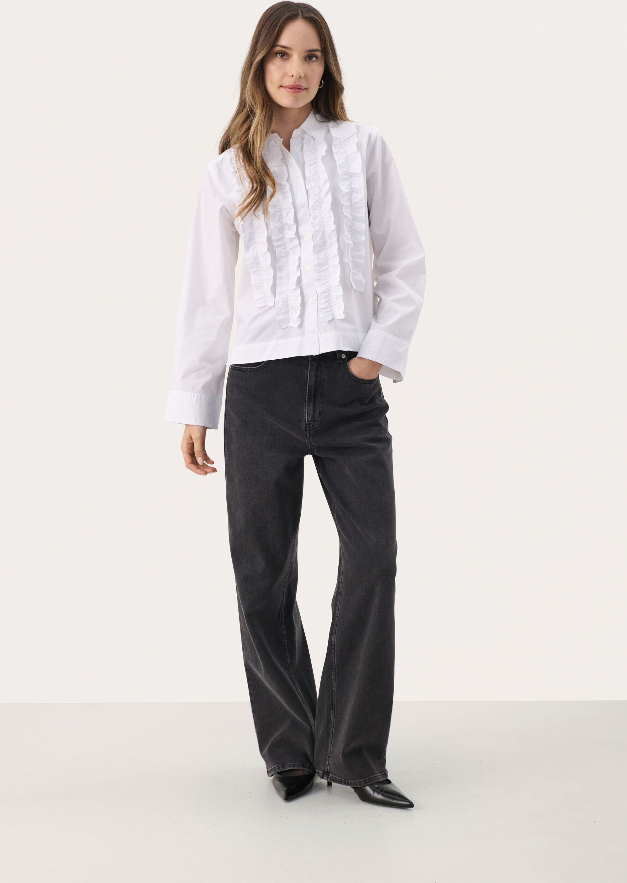 Langarm - Hemd Baggy fit Bright White