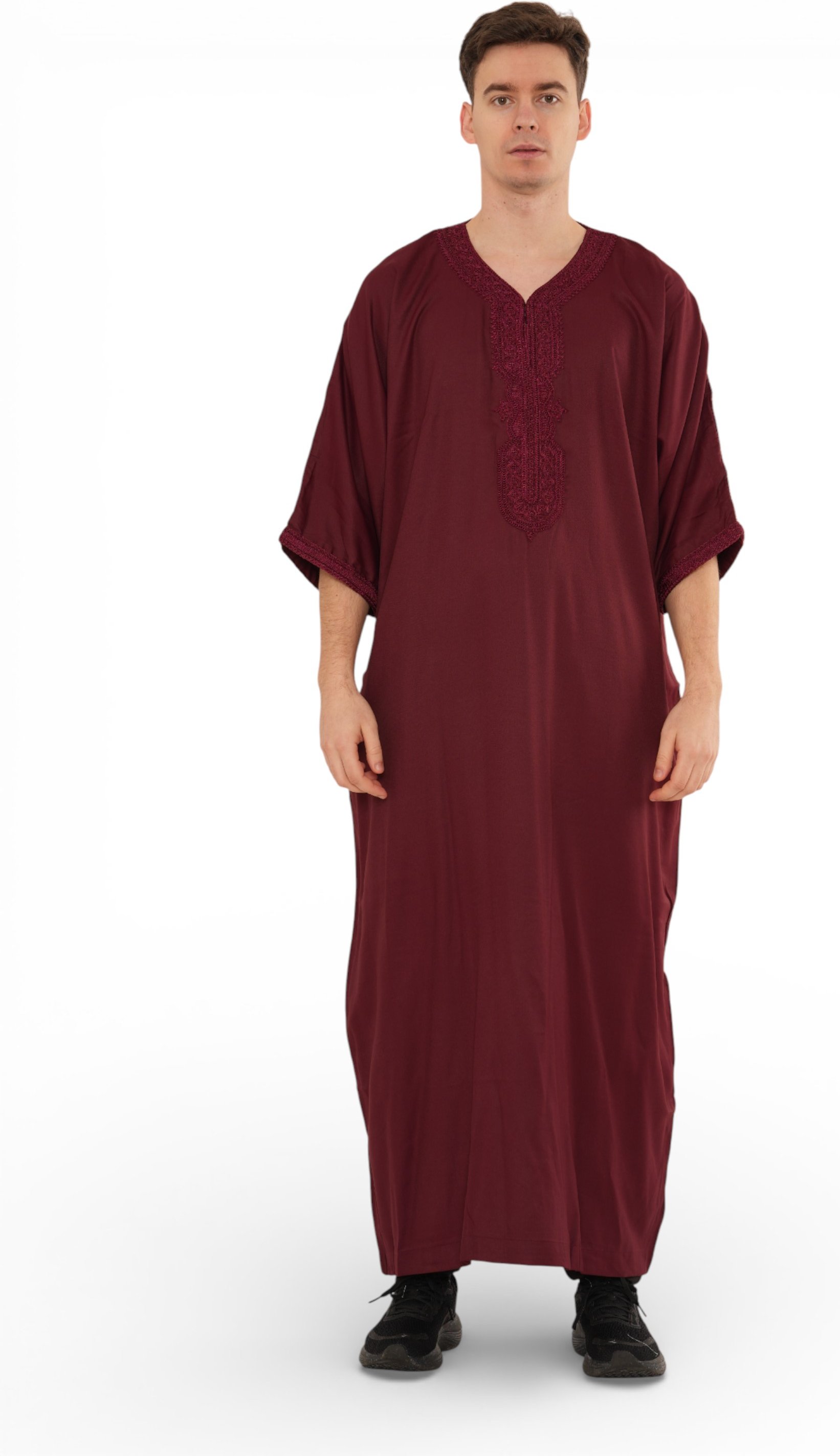 Herren Weinrot Marokkanischer Thobe Jubba Robe Eid Djellaba Gandoura – HM62