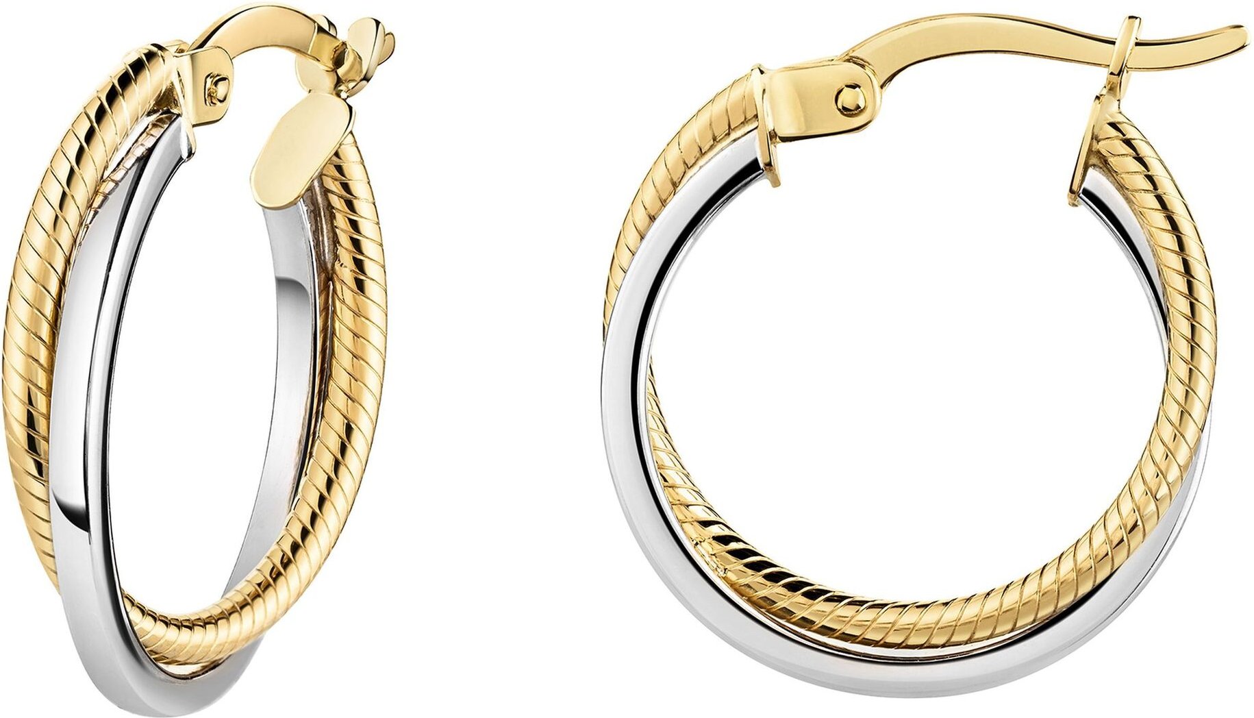 Fascination by Ellen K. Creolen 375/- Gelbgold bicolor 2-reihig