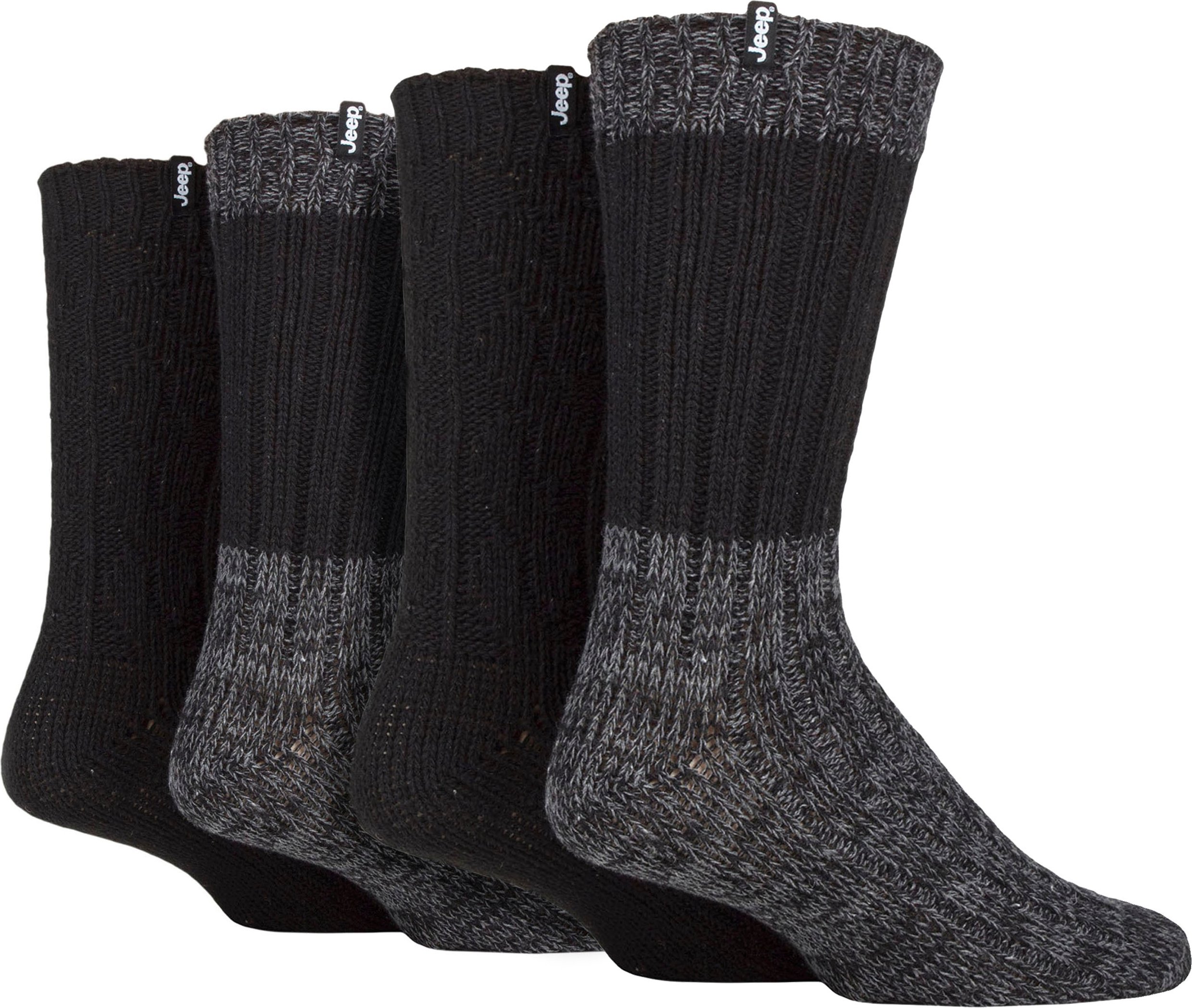 Herren 4er-Pack Wollwanderstrümpfe | Rippstrick-Wollmischung Stiefelsocken