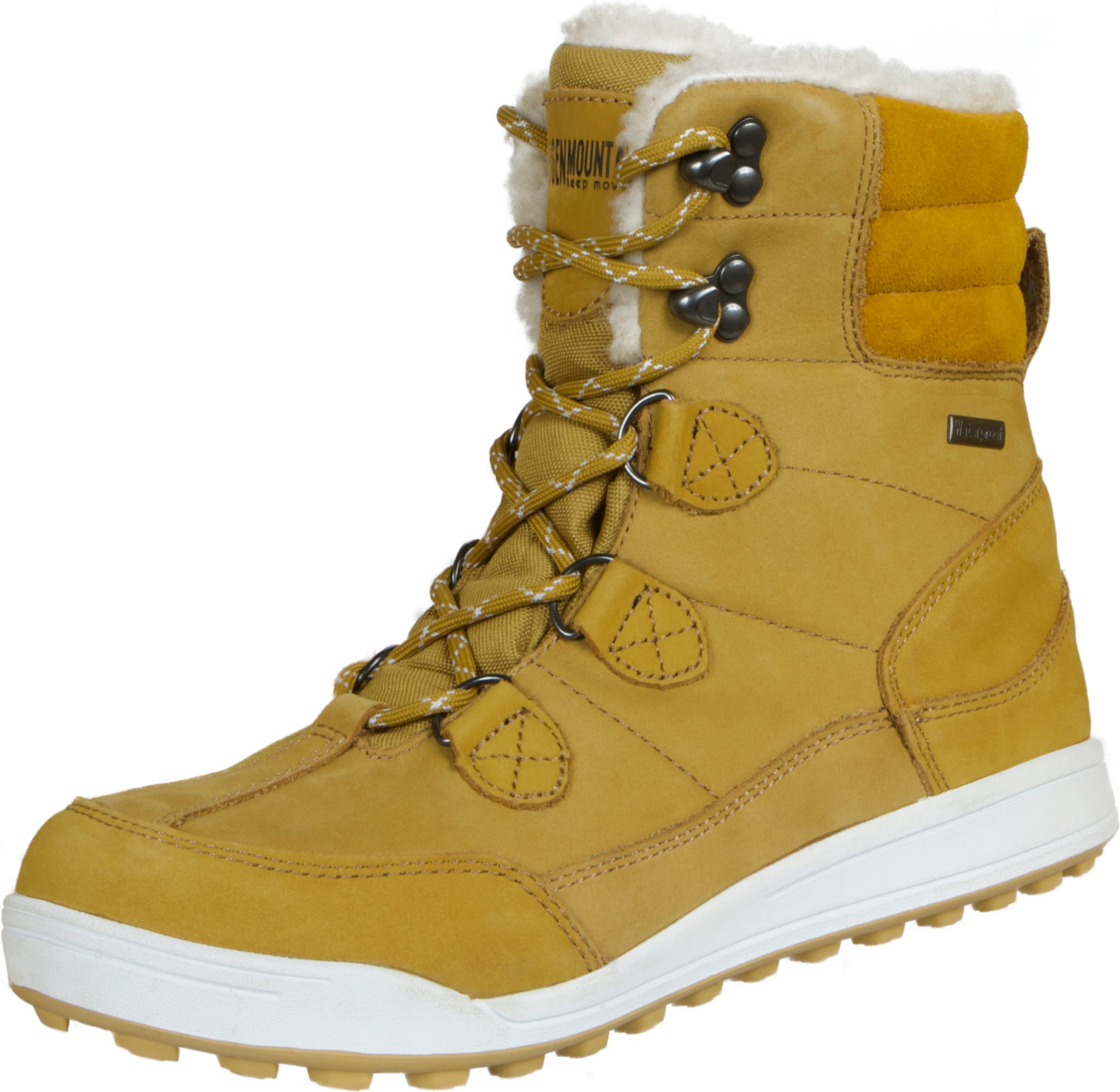 Damen Fellstiefel mit Lammwolle Winterstiefel Braun