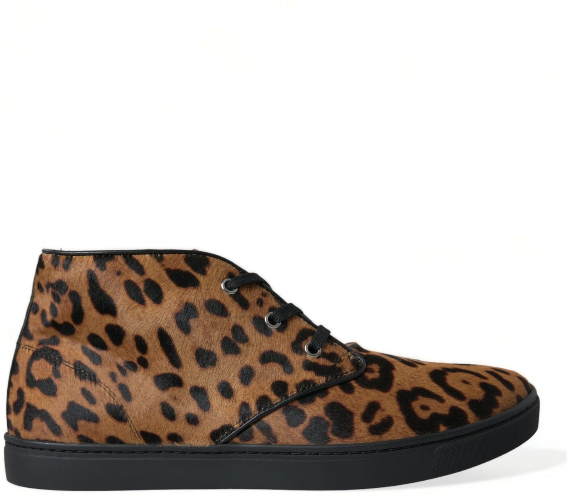Dolce & Gabbana Braune Leoparden Ponyhaar Leder Sneaker Schuhe