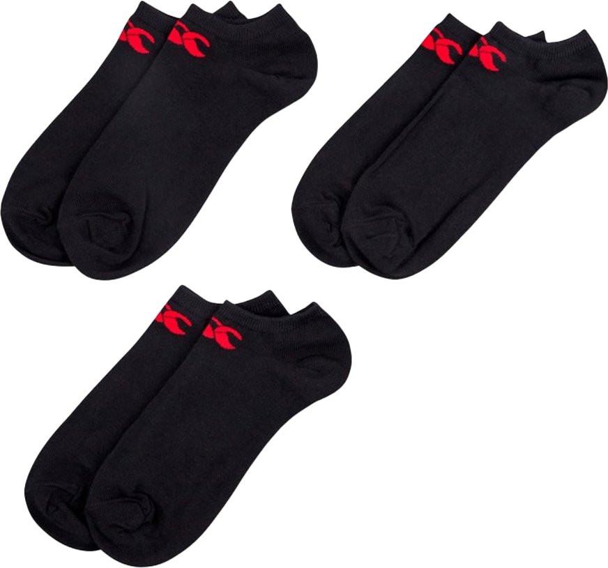 Canterbury - Liner Socken für Herren/Damen Unisex(3er-Pack) (Schwarz/Rot)