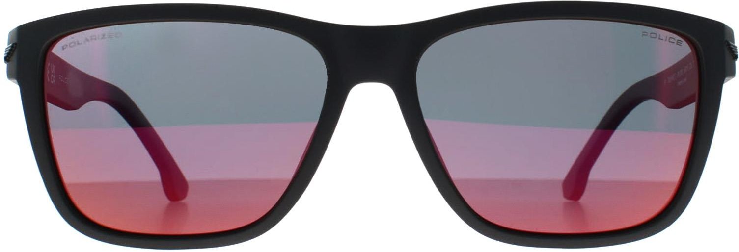 Police Rectangle Mens Matte Grey Multilayer Red Polarized SPLB38E Tailwind 3