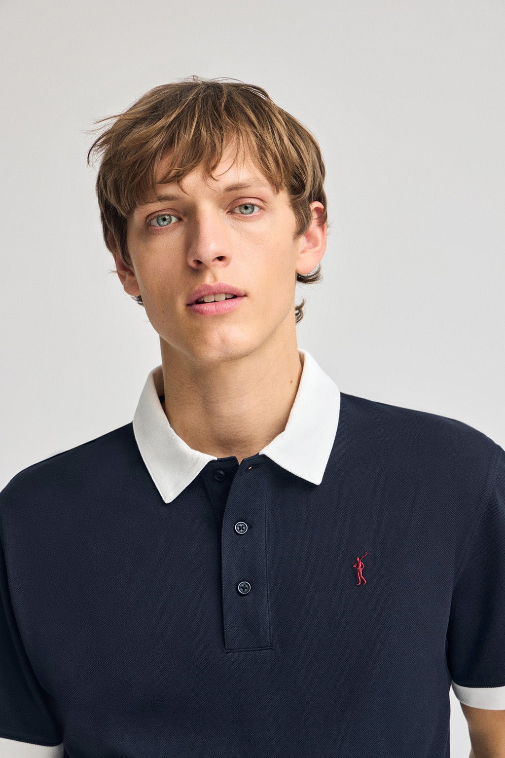 Kurzärmliges Poloshirt Dareh marineblau mit Rigby Go Stickerei