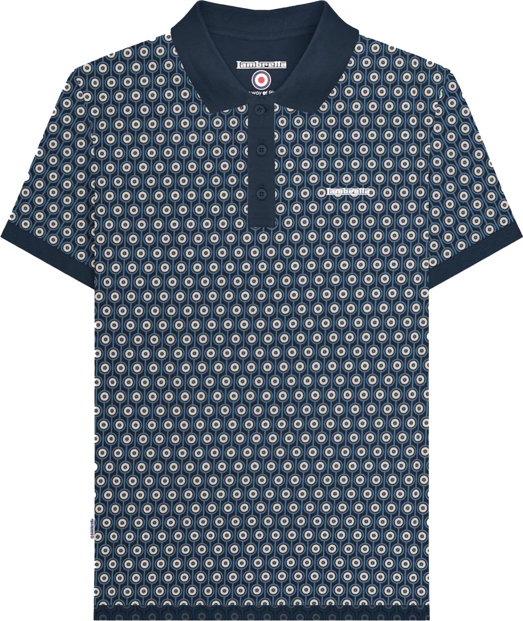 Lambretta - "Roundel" Poloshirt für Herren (Marine/Silber)