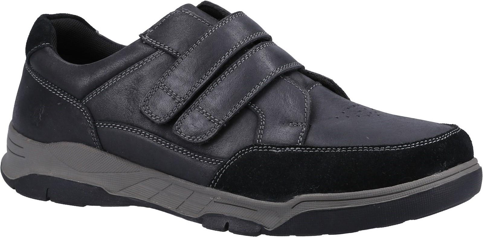 Thumbnail - Hush Puppies Herren Fabian Leder Doppelriemen Schuhe (Schwarz)