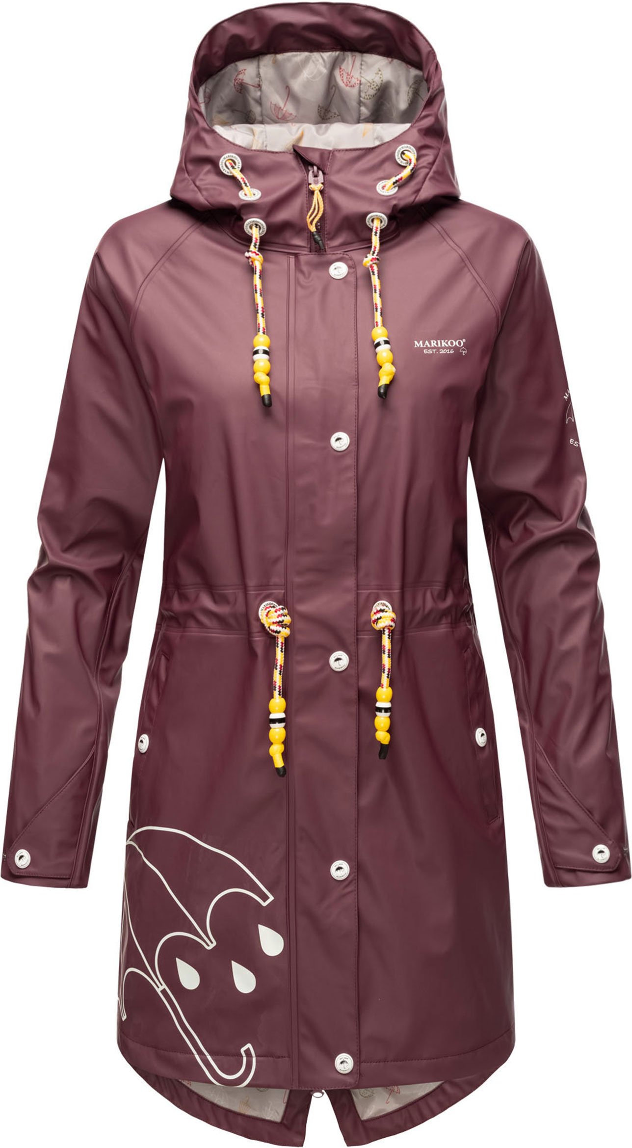 Marikoo Damen Regenjacke – Dancing Umbrella, wasserdicht mit Kapuze