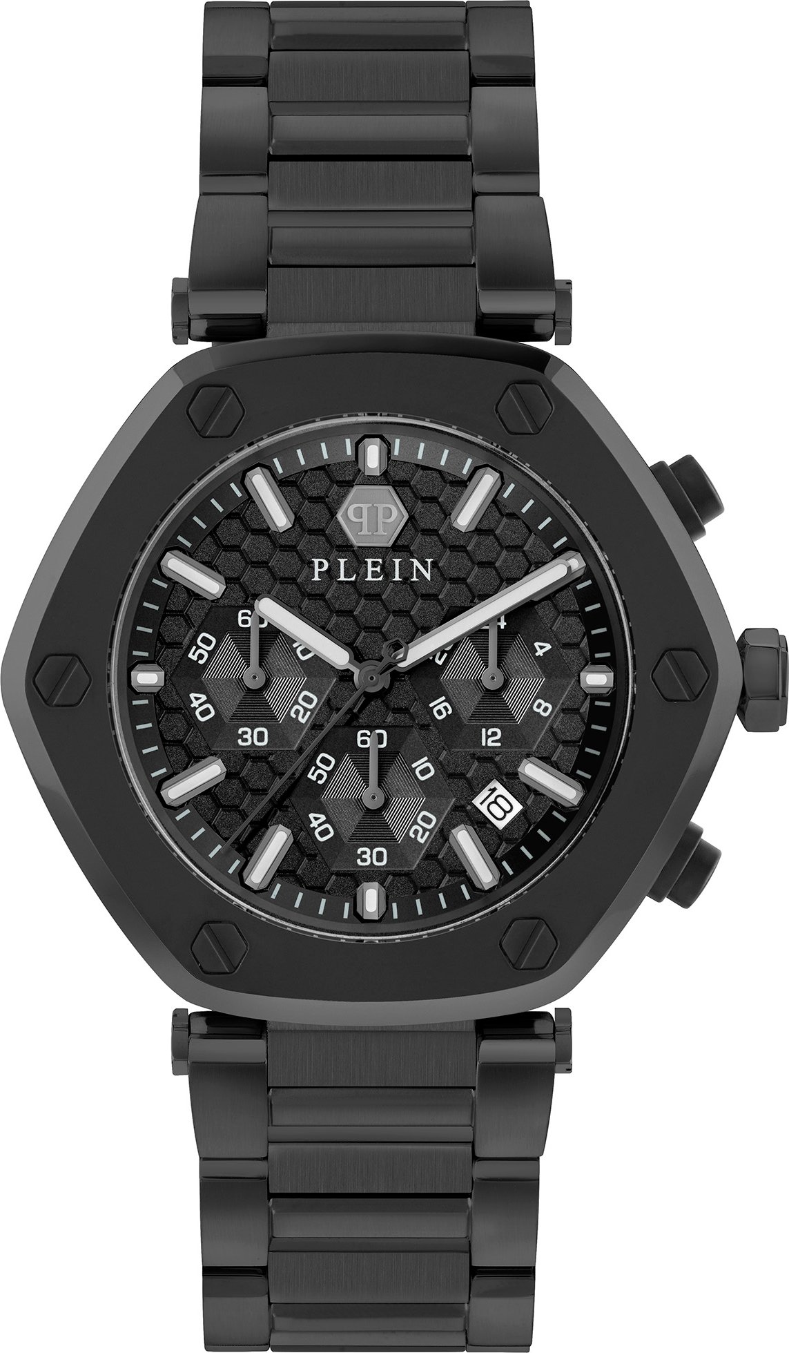 Thumbnail - Philipp Plein The Hexagon Chrono Herren schwarze Uhr PWZBA0623