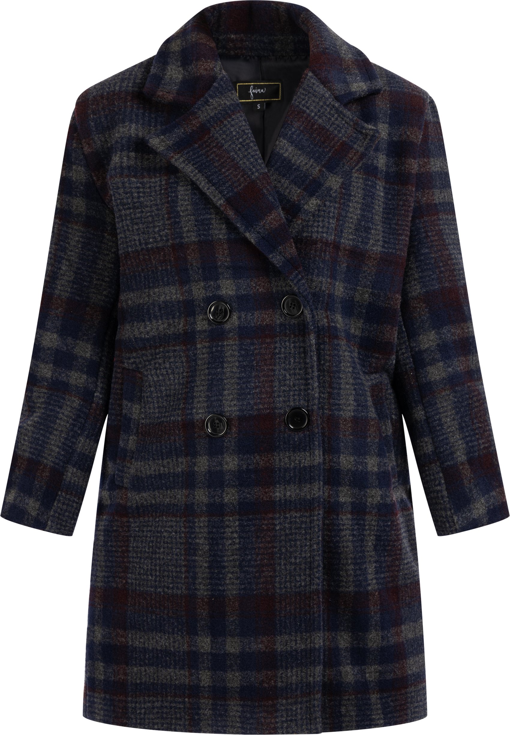 Faina Mantel Damen Blau Karriert