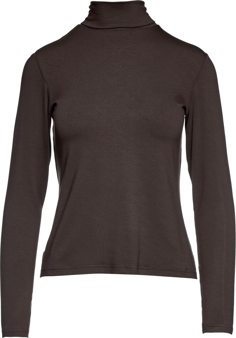 Brauner langärmeliger Pullover mit Polokragen