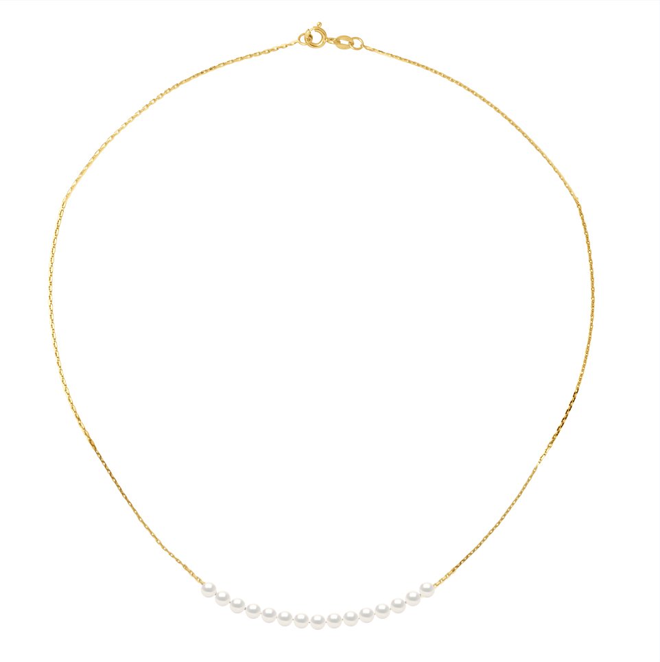 DIADEMA - Halskette - 15 echte Süßwasserperlen - Kabelkette in Gelbgold