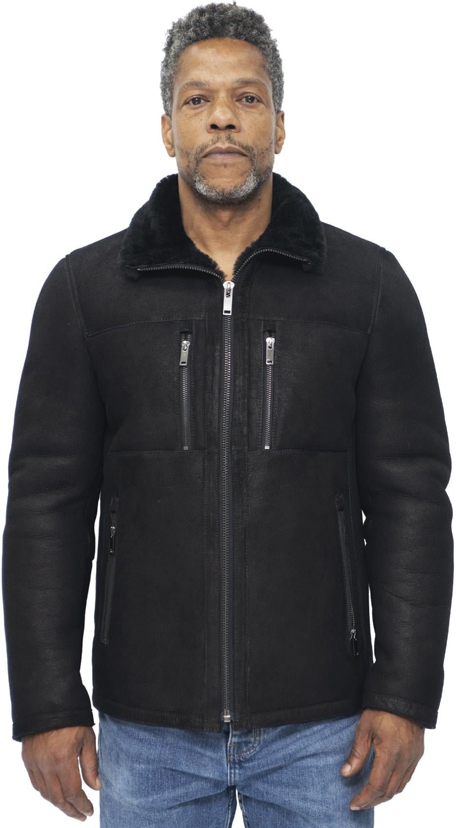 Herren-Biker-Bomberjacke aus Schaffell-Agboville