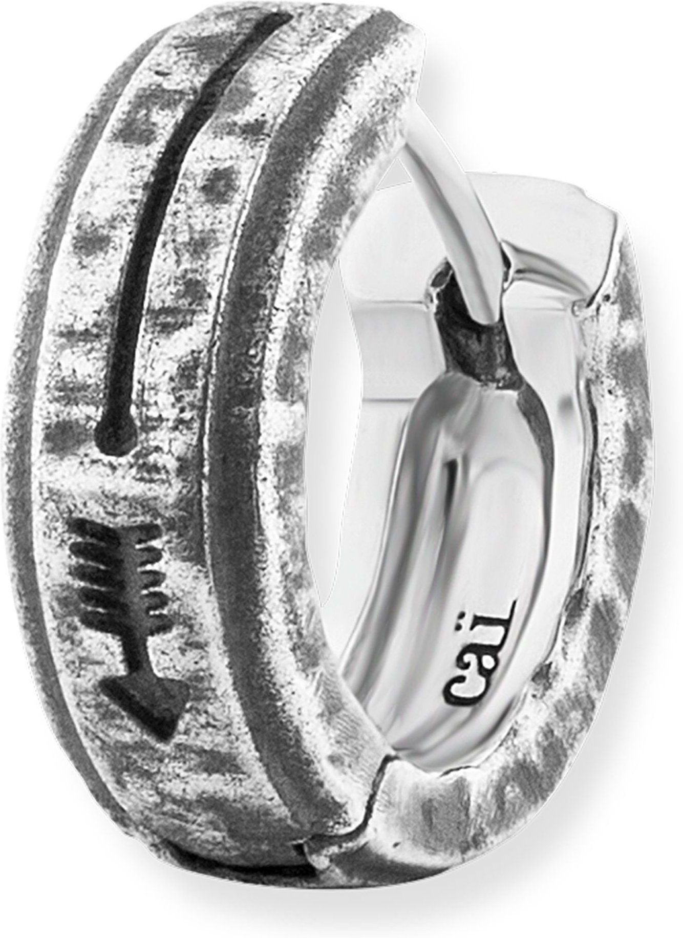 cai Single-Ohrring 925 Sterling Silber rhodinert matt oxidiert
